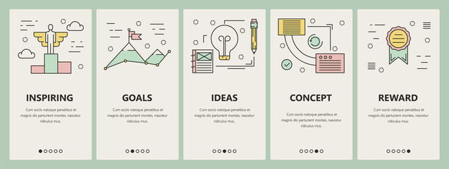 Vector thin line flat design strategy concept vertical banners