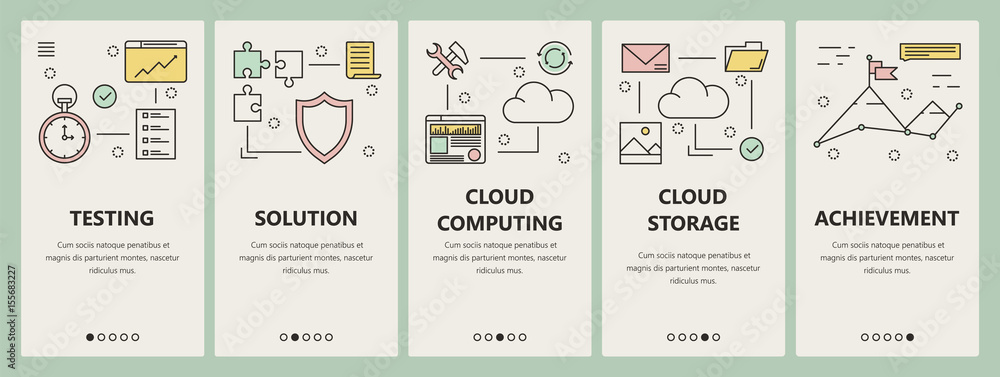 Poster vector thin line flat design cloud computing concept vertical banners