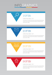 Modern Info-graphic Template for Business with four steps multi-Color design, labels design, Vector info-graphic element, Flat style vector illustration.