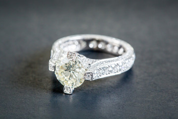 diamond ring on black background