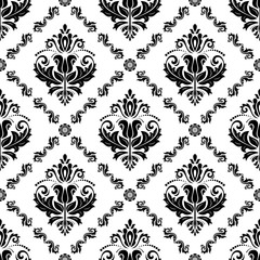 Orient vector classic pattern. Seamless abstract background with repeating elements. Orient black and white background