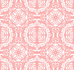 Classic seamless vector pink and white pattern. Traditional orient ornament. Classic vintage background