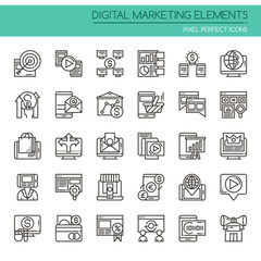 Digital marketing Elements  , Thin Line and Pixel Perfect Icons