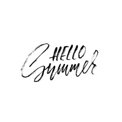 Hello summer hand drawn lettering isolated on white background for your design. Vector illustration. Modern dry brush inscription