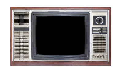 Retro old television isolated on white background.