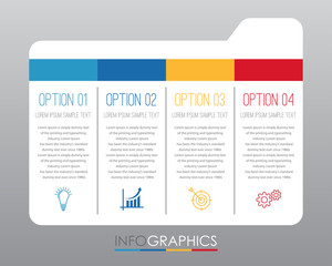 Modern Info-graphic Template for Business with four steps multi-Color design, labels design, Vector info-graphic element, Flat style vector illustration.