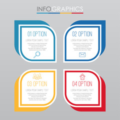 Modern Info-graphic Template for Business with four steps multi-Color design, labels design, Vector info-graphic element, Flat style vector illustration.