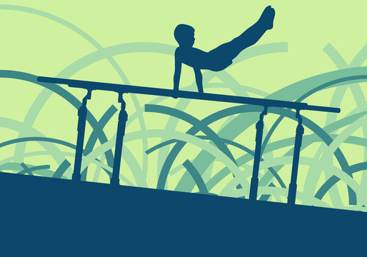 Gymnastics parallel bars exercise vector abstract background