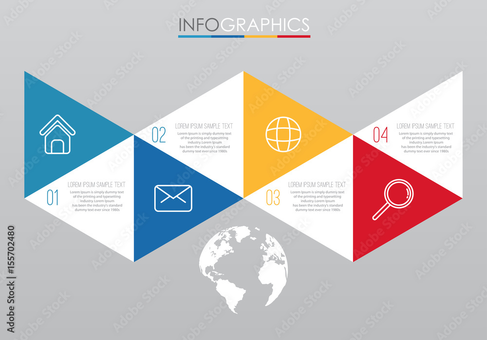 Wall mural modern info-graphic template for business with four steps multi-color design, labels design, vector 