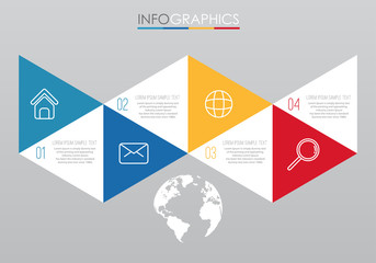 Modern Info-graphic Template for Business with four steps multi-Color design, labels design, Vector info-graphic element, Flat style vector illustration.