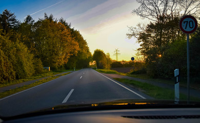 Car drives sunshine