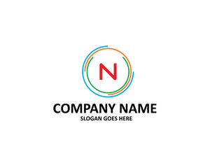 Fototapeta na wymiar N Letter Circle Logo