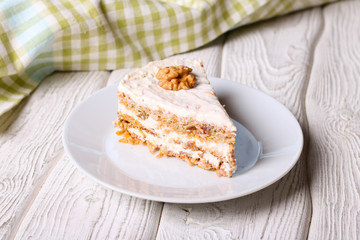 carrot cake with walnuts, prunes and dried apricots