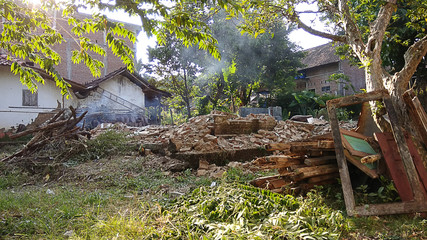 The ruins of the house