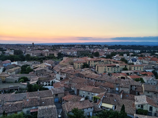 Fototapeta na wymiar View over the French town of Carcassonne in sunset