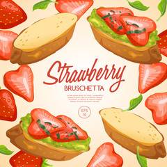 Set of Bruschetta : Delicious Italian appetizer : Vector Illustration