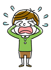 男の子：悲しい、涙、泣く
