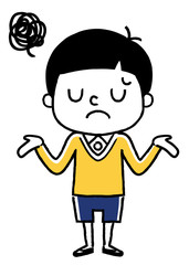 男の子：がっかり、悩む
