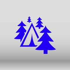 tent in forest icon vector illustration. Flat design style