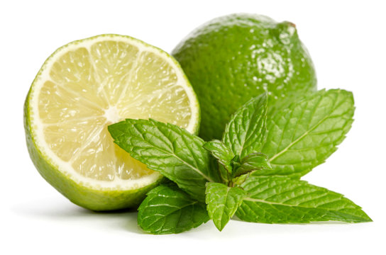 Juicy lime with mint leaves