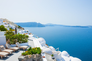 White architecture on Santorini island, Greece.