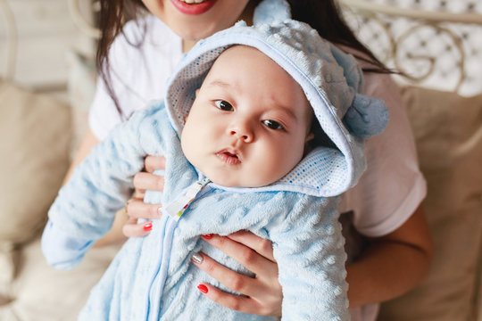 Portrait of a little adorable newborn infant asian baby