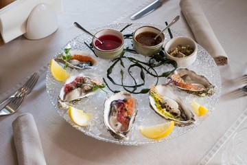 Tasty oysters on a plate