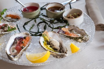 Tasty oysters on a plate