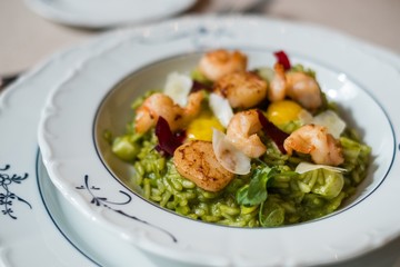 Tasy seafood shrimp salad in a restaurant