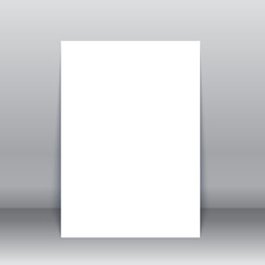 Blank poster on the white wall and the floor, Mock-Up. Business corporate brochure template, flyer layout. 