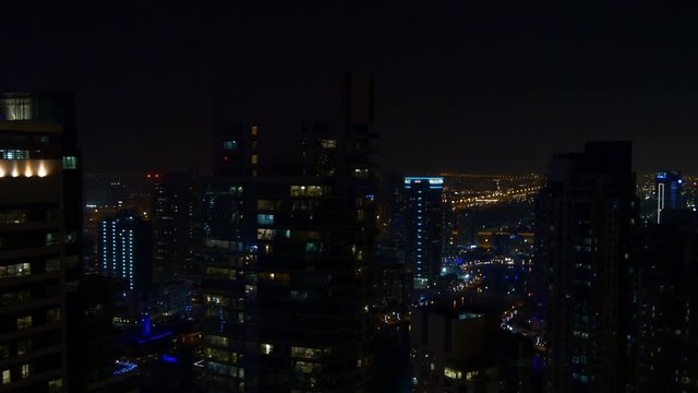 night light dubai marina jbr rooftop panorama 4k uae
