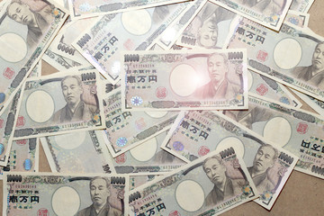 Japanese currency notes background , Japanese Yen