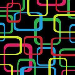 Retro pattern black background with squares - rounded.