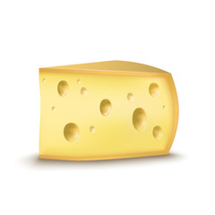 Realistic Detailed Piece Yellow Cheese Product Dairy. Vector