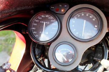 control panel of the motorcycle. Background.