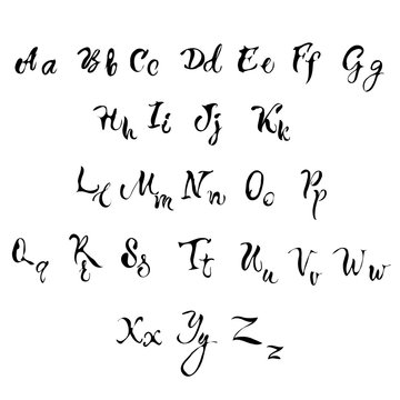 Handwritten lettering font aphabet