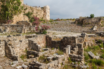 Fototapeta na wymiar Ancient ruins around castle of Byblos, Lebanon