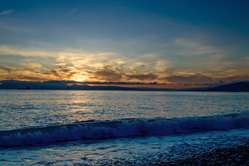 Beautiful natural sunset over sea