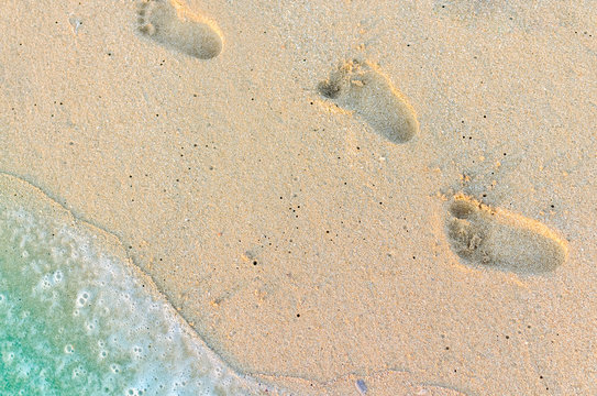 Footprints of baby on the sand