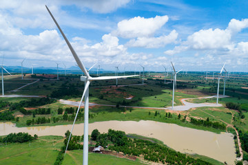 Fototapeta na wymiar Wind turbine from aerial view.