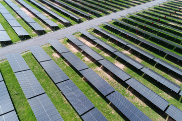 solar power station in the field by drone
