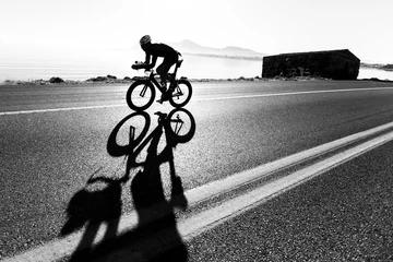 Crédence de cuisine en verre imprimé Vélo Contre-la-montre / silhouette triathlon
