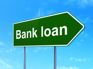 Banking concept: Bank Loan on road sign background