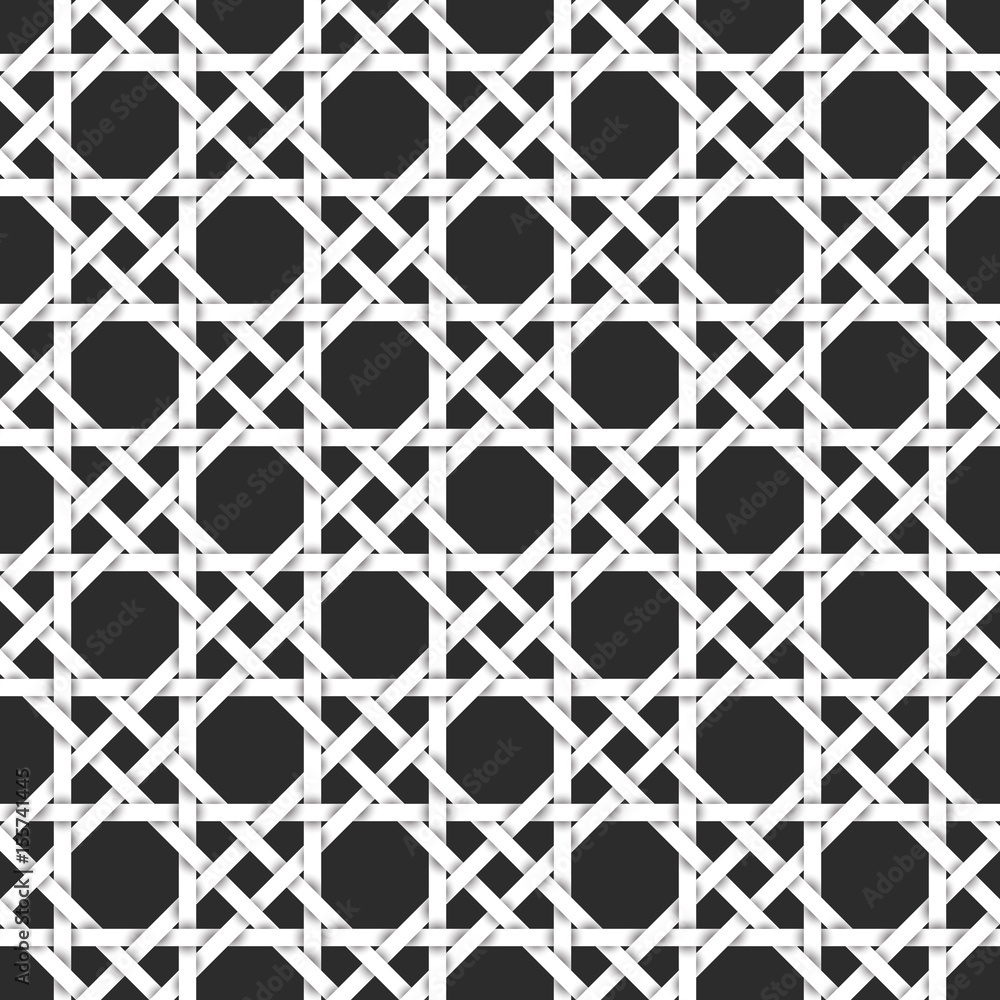 Poster abstract repeatable pattern background of white twisted strips. swatch of intertwined straight bands