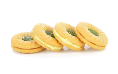 cookies with fruit jam isolated on white background