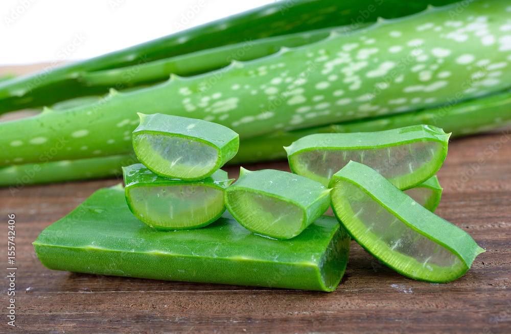 Wall mural slice aloe vera (a very useful herbal medicine for skin care and hair care.)