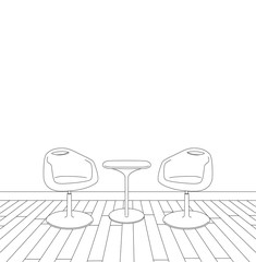 Sketch of modern interior table and chairs vector