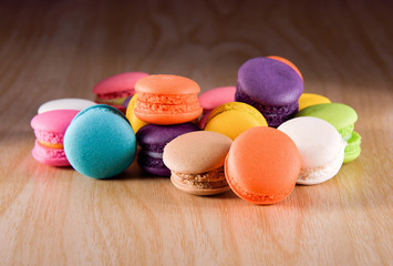 Fresh french colourful macaroons or macarons