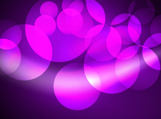 Shiny glowing glass circles, modern futuristic background template
