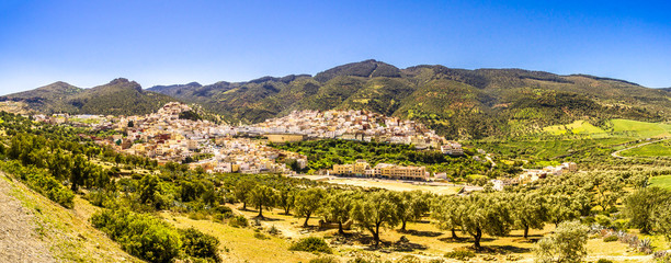 Fototapeta na wymiar Panoramic view at the Moulay Idriss Zehroun town - Morocco